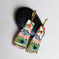 Image 1 of Multi-Color Mosaic Vintage Tin Earrings