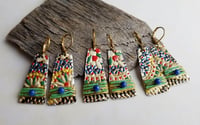 Image 4 of Multi-Color Mosaic Vintage Tin Earrings