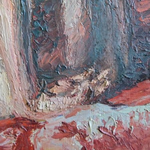 Image of 1926, French Oil Painting, 'Red Nude,' Emile Navarin