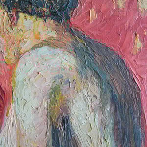 Image of 1926, French Oil Painting, 'Red Nude,' Emile Navarin