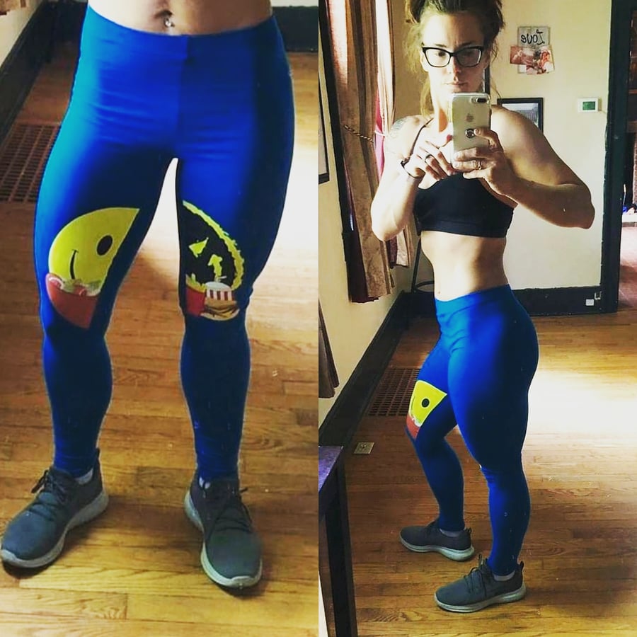 Image of Blue "Eat Clean🥗/Cheat Sneaky🍟" Leggings