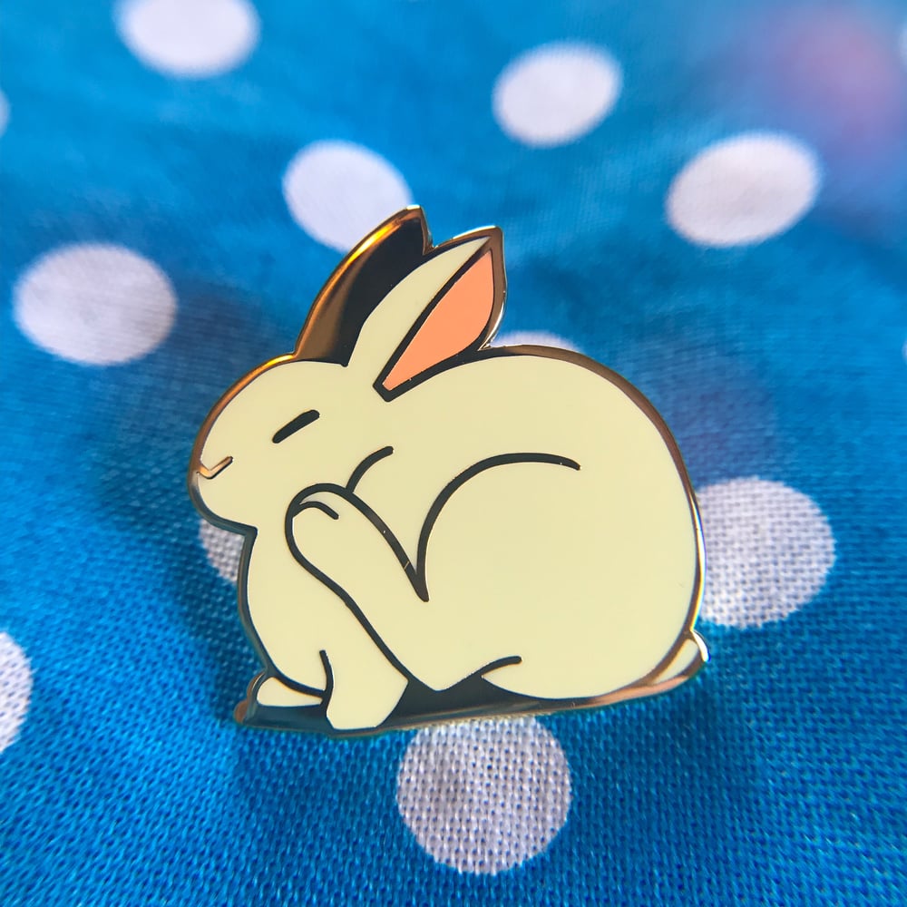 Image of Grooming Bunny Enamel Pins