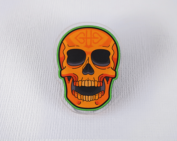 Image of GHD Skull "Trick or Treat" Acrylic Pin