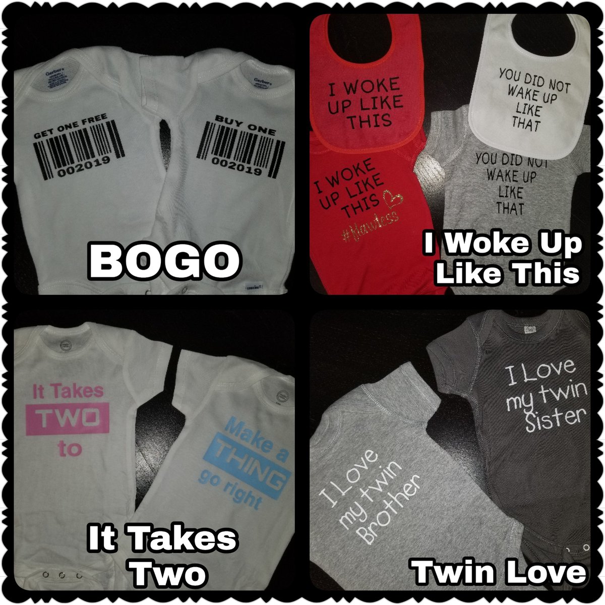 Image of Twinnin' Baby Bib, Onesie and/Tee (Boy/Girl)