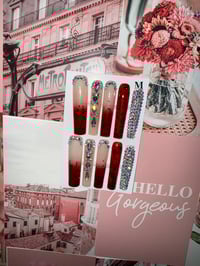 Ombré Red Bling Press on Nails - Original Design with Colorful Accents in Red