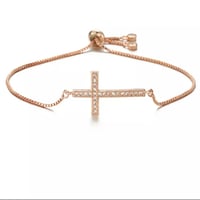 14K Rose Gold Diamond Cross Bracelet 