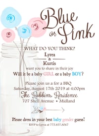 Blue or Pink Gender Reveal Party Invitation
