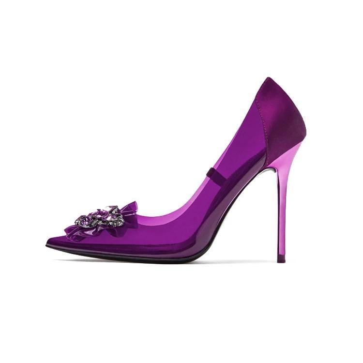 purple rhinestone heels