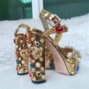 Image of Rhinestone Platform Chunky Heel Sandals PRE-ORDER ONLY!