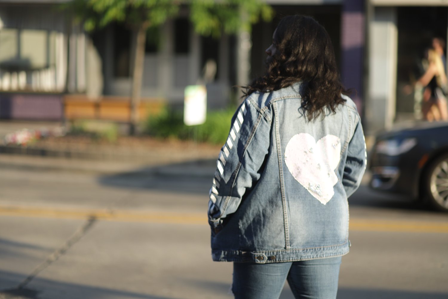 Image of White Love Denim Jacket