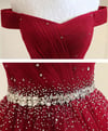 Beautiful Dark Red Tulle Beaded Long Formal Dress, New Prom Dress