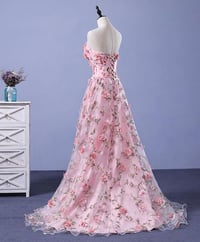 Image 3 of Charming Pink Lace Floral Long Party Dress, Elegant Prom Dress