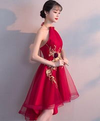 Image 2 of Cute High Low Dark Red New Homecoming Dress, Short Prom Dress