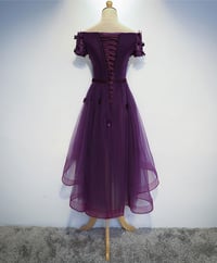 Image 3 of Lovely Dark Purple High Low Tulle Homecoming Dress, Cute Short Prom Dress