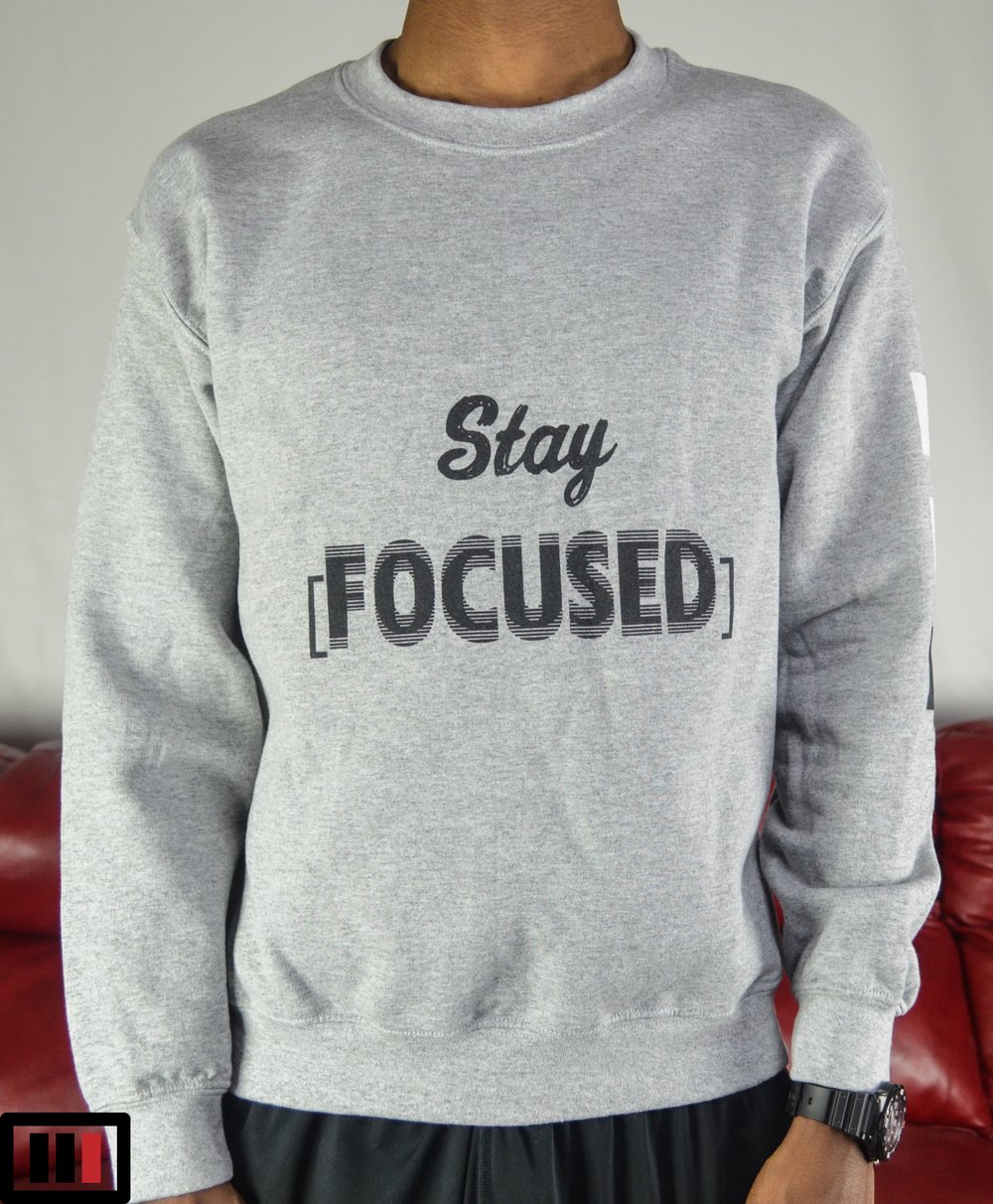 Image of Stay [Focused] Heather grey Sweatshirt ( white/black )