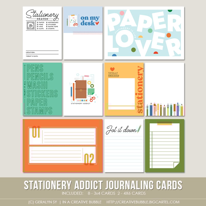 Stationery Addict Journaling Cards (Digital) In a Creative Bubble