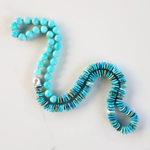 Amazonite, Turquoise, & Pearl Helix Necklace 