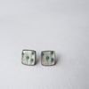 Porcelain Stud Earrings, Seed Head Design, Sterling Silver Wires, Nature Inspired (Squared)