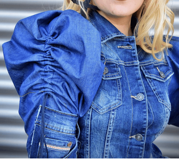 Image of Jeannie On the BLOCK- Denim Jacket Ripped with Peplum Grunge PRE-CUSTOM Orders MUST be PAID IN FULL