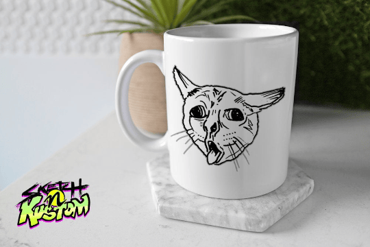 Ugly Coughing Cat Meme Mug | sketchnkustom