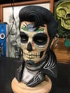 Silver Day of the Dead Ceramic Elvis Bust