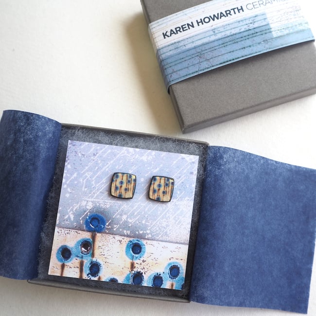 Elements Range - Stems Porcelain Stud Earrings (Squared)