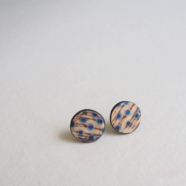 Elements Range - Stems Porcelain Stud Earrings (Rounded)