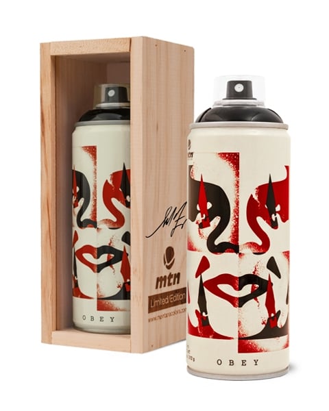 SET OF 3 SHEPARD FAIREY CAN`S - LTD ED 500, EACH IN WOODEN PRESENTATION CASES