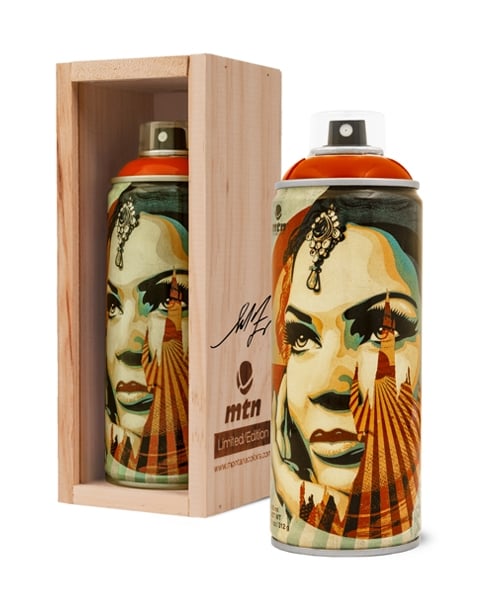 SET OF 3 SHEPARD FAIREY CAN`S - LTD ED 500, EACH IN WOODEN PRESENTATION CASES