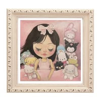 Sleeping with plushies 🧸🎀art print