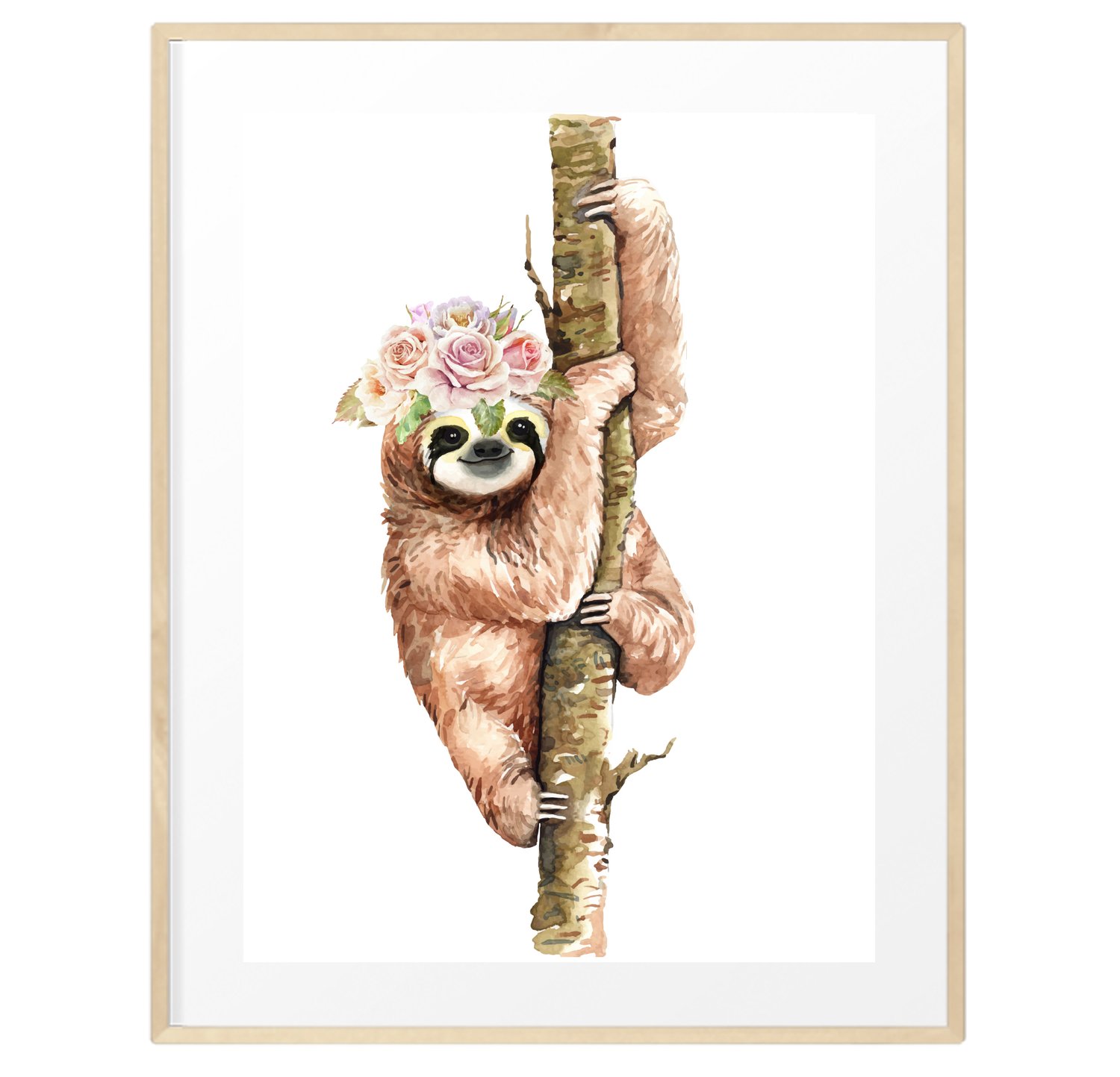 Image of Baby sloth flower crown print