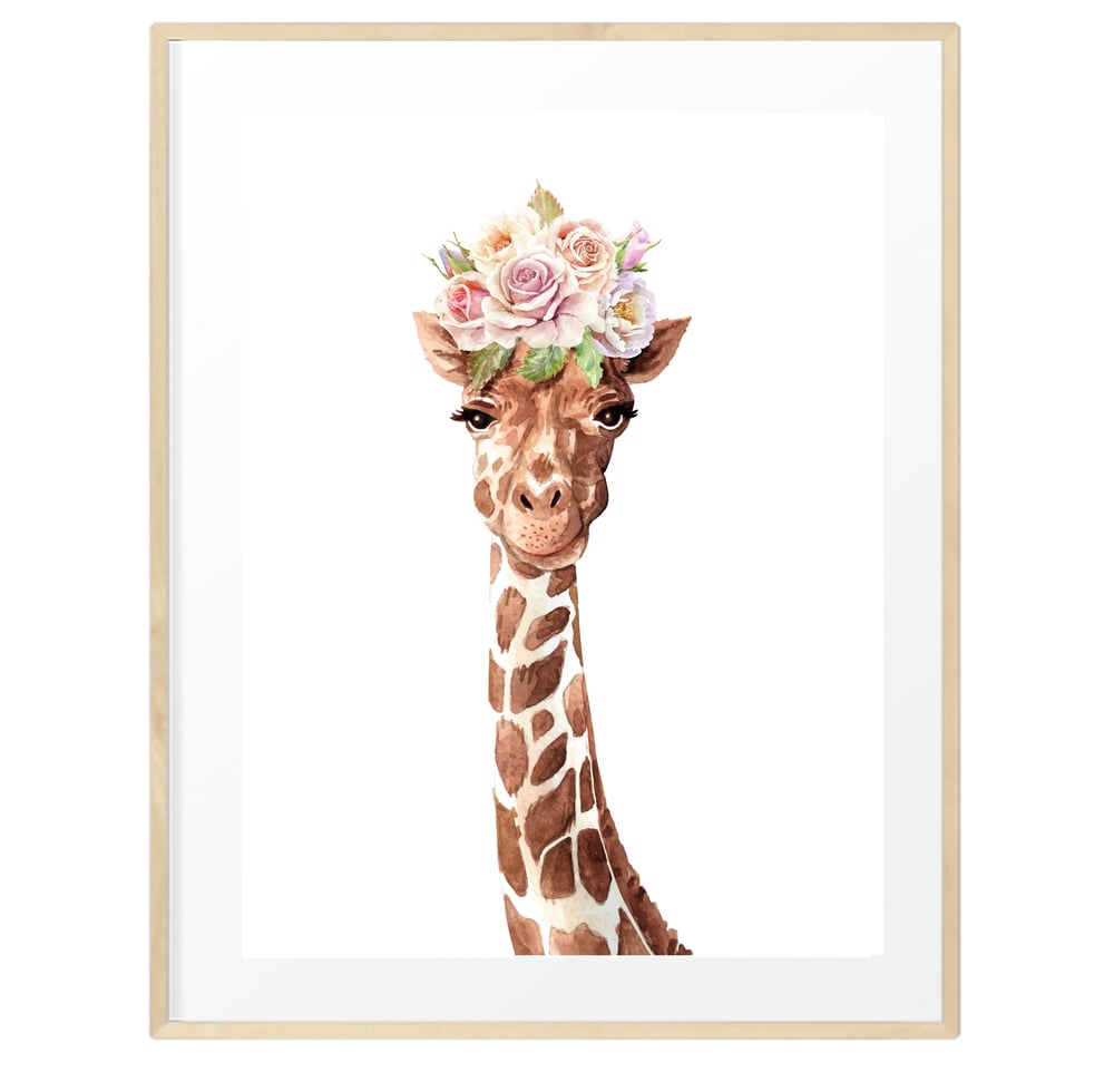 Image of Baby giraffe flower crown print