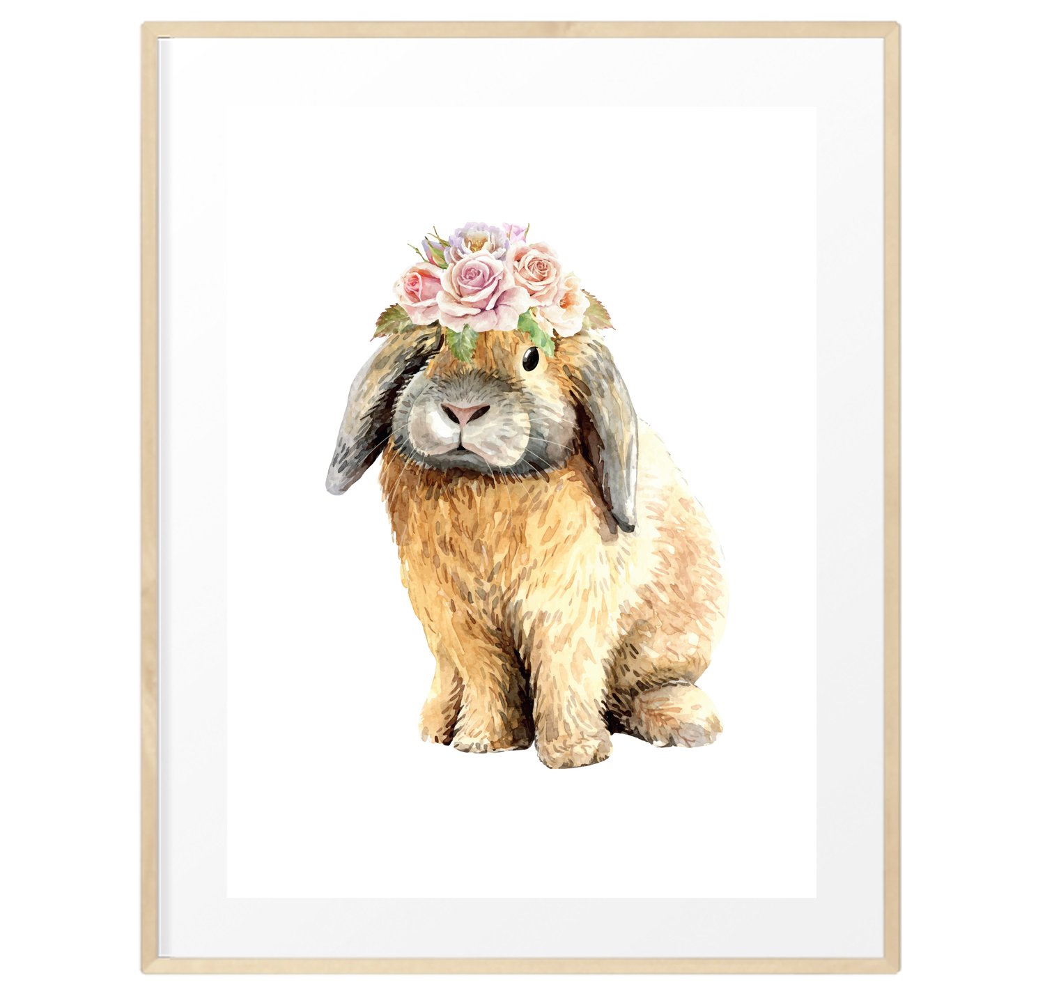 Image of Baby bunny flower crown print