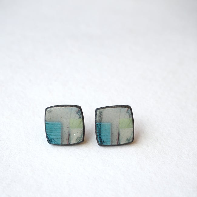 Elements Range - Mere Porcelain Stud Earrings (Squared)