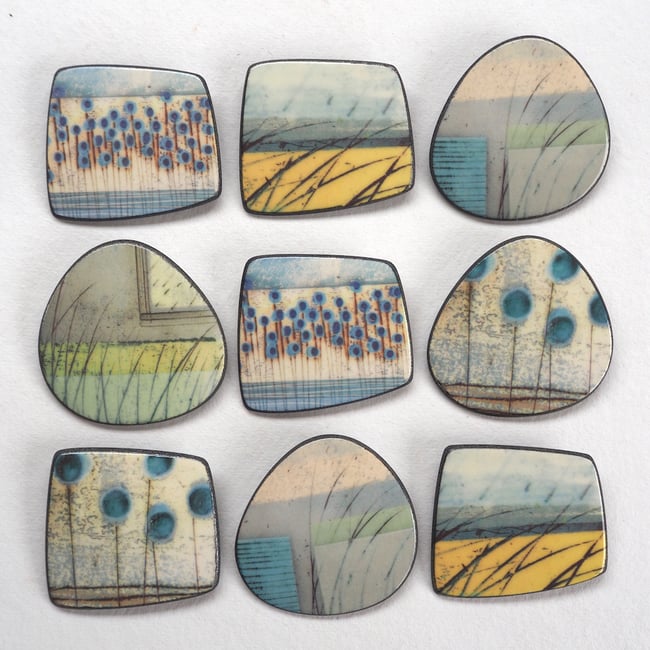 Contemporary Porcelain Nature Inspired Brooch - Seed Heads (Rounded)