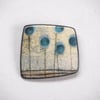 Contemporary Porcelain Handmade Brooch, Nature Inspired Blue-Seed Heads  (Squared)