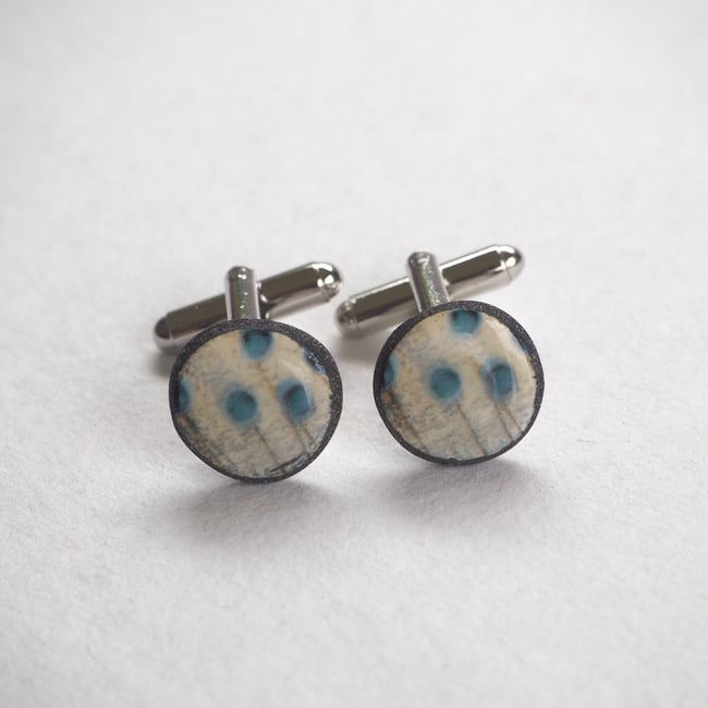 Elements Range - Seed Heads Porcelain Cufflinks (Rounded)