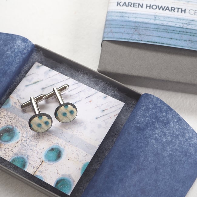 Elements Range - Seed Heads Porcelain Cufflinks (Rounded)