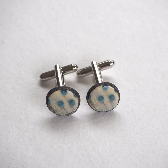 Elements Range - Seed Heads Porcelain Cufflinks (Rounded)
