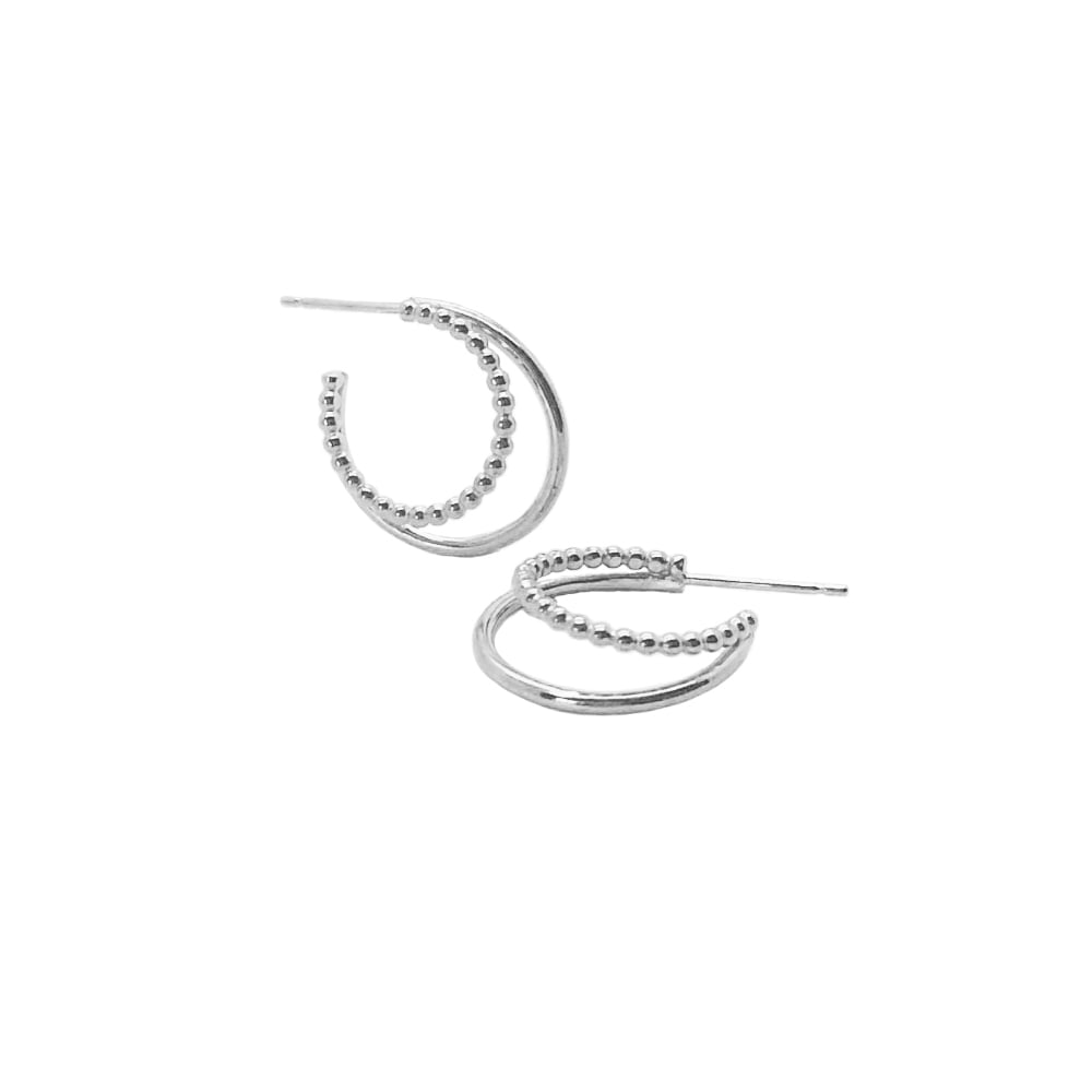 Image of Silver double hoops