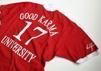 Image 3 of STAY READY/GOOD KARMA UNIVERSITY RINGER TEE (RED)