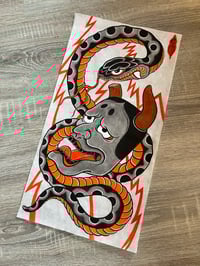 Image 1 of Hannya and snake original painting by Pliz 50x26cm