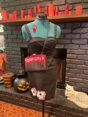 Dice Custom Painted Vintage Leather Mini Skirt