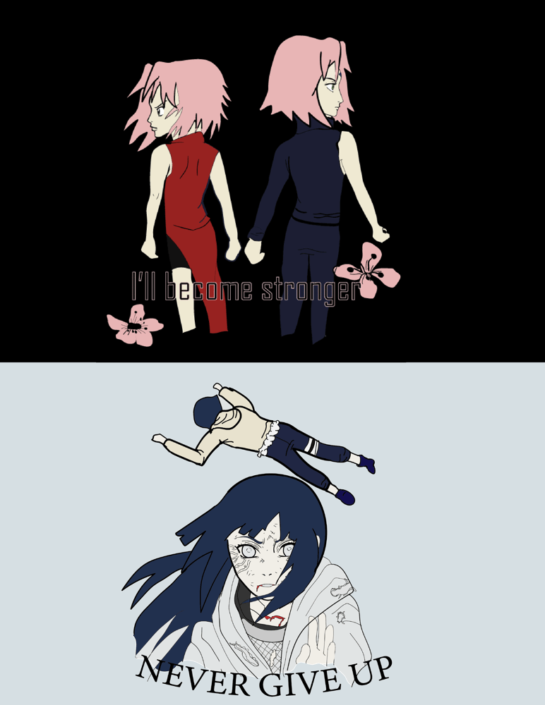 Image of Sakura back 2 back "I'll Be Stronger" & Hinata "Never Give Up" Enamel Pin PREORDER