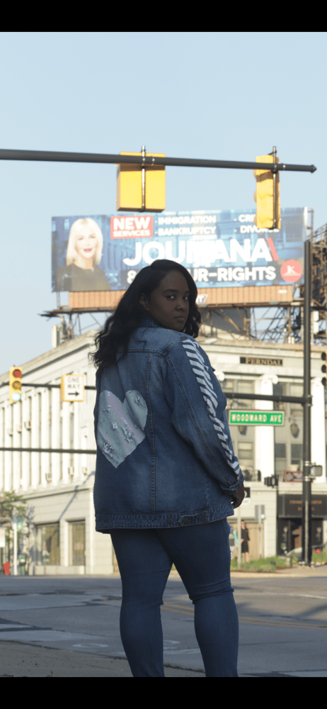 Image of White Love Denim Jacket