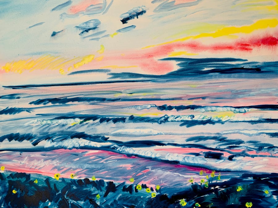 Image of Moonlight Beach 40" x 30" painting