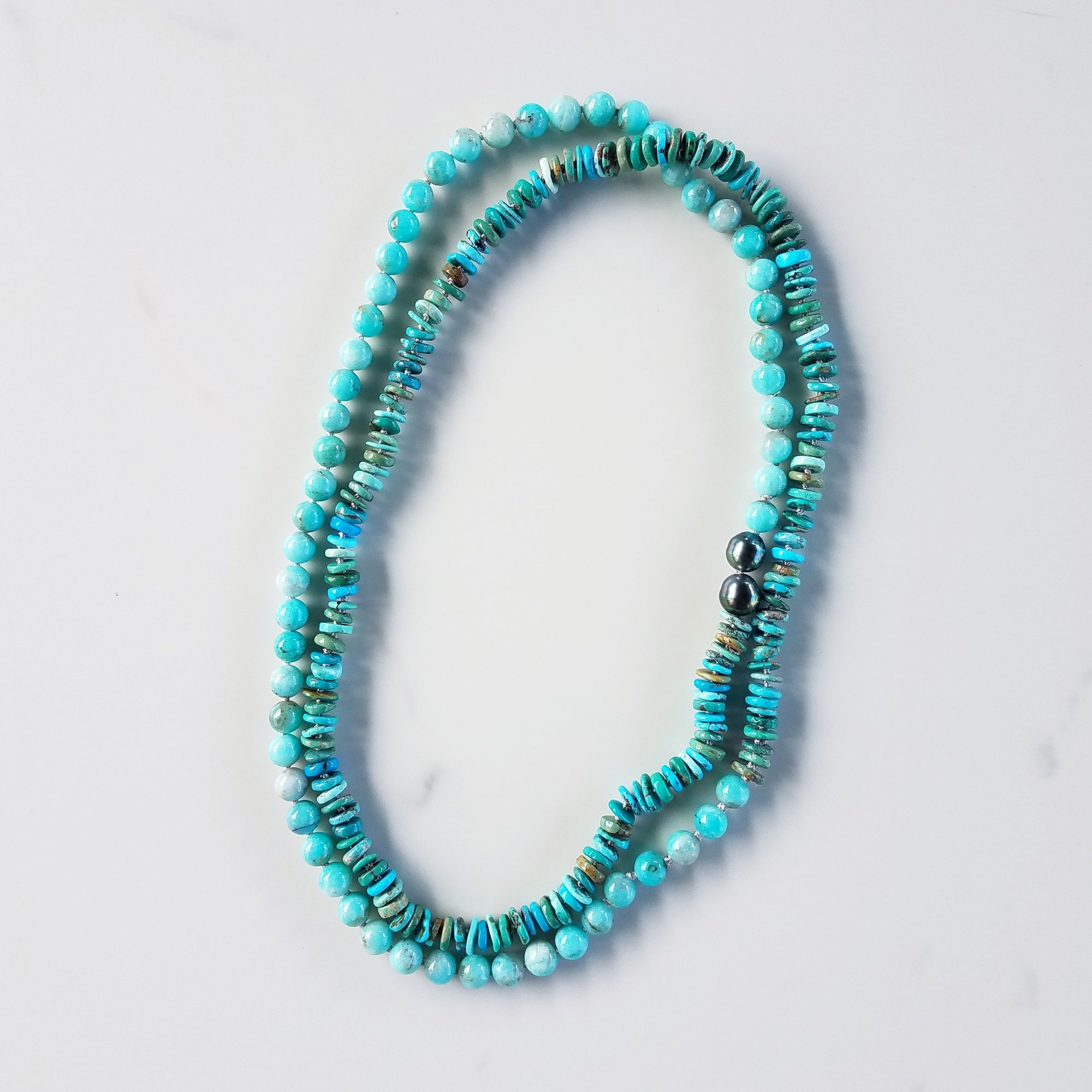 Amazonite, Turquoise, & Tahitian Pearl Baby Helix Necklace | Lola ...