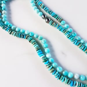 Amazonite, Turquoise, & Tahitian Pearl Baby Helix Necklace