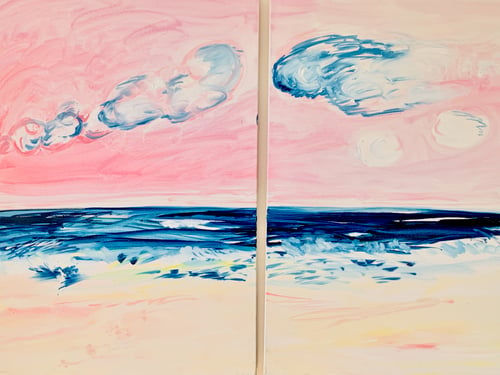 Image of Big Pink 30" x 40" x 2 paintings 