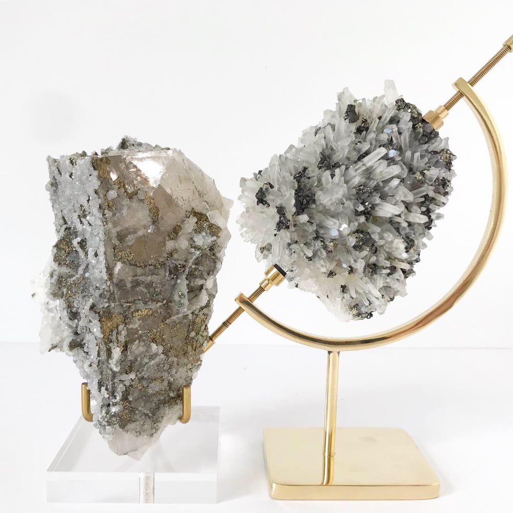 Image of Quartz/Galena/Chalcopyrite no.03 Luxe Collection Brass Pairing